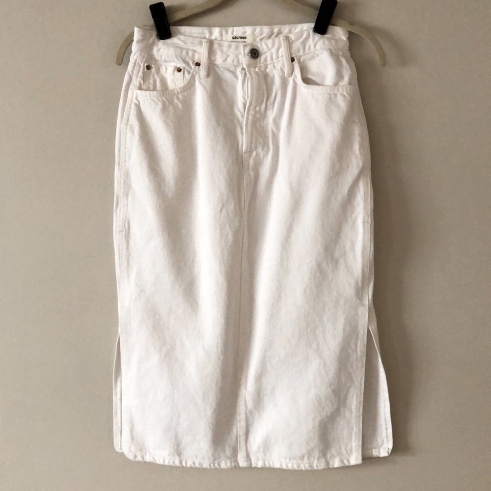 GRLFRND white denim Nora midi skirt
